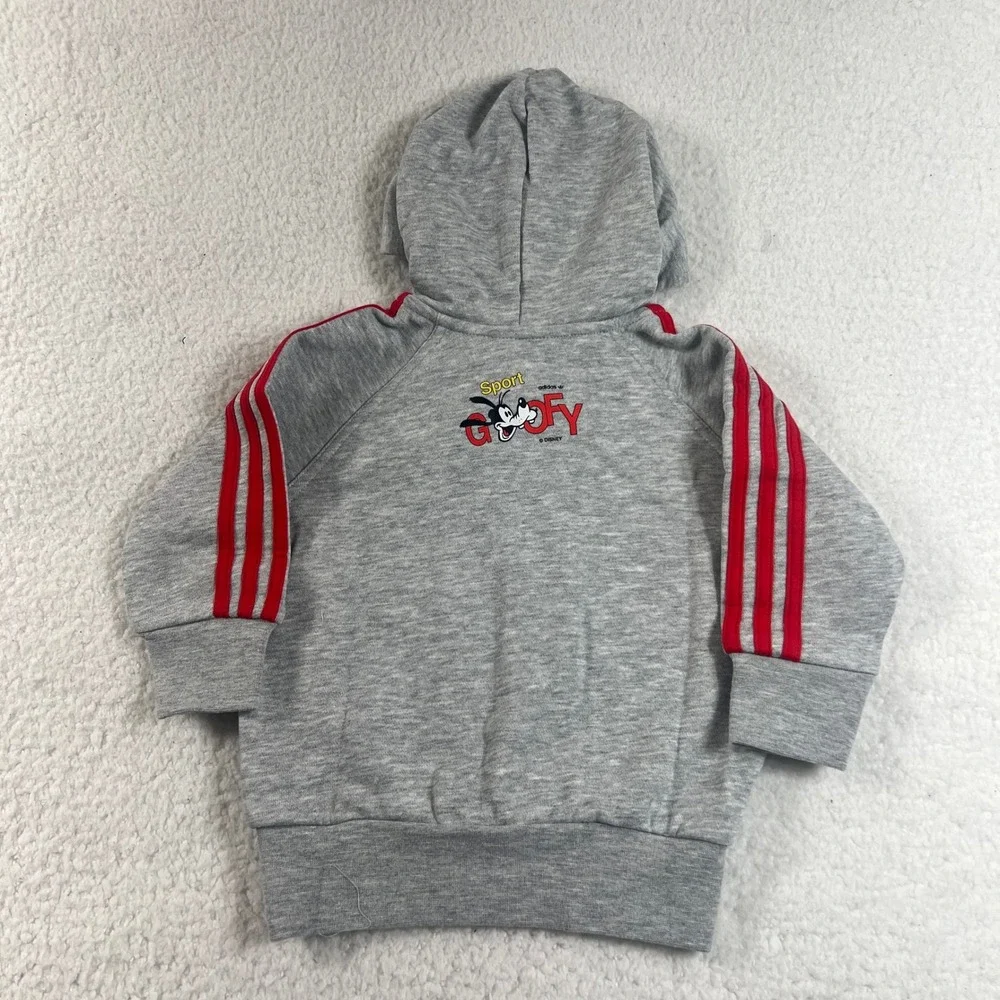 Adidas Hoodie‎ Kids 9M Gray Red Disney Goofy Tennis Graphic Pullover Vintage NWT